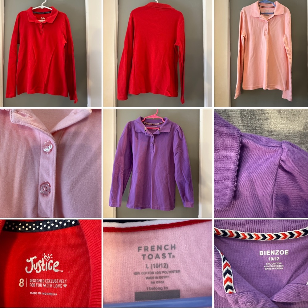 3 Long sleeve polo bundle- 3 long sleeve girls polos
